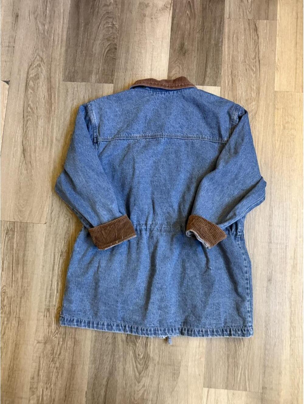 Denim & Co chore denim jacket with brown corduroy collar and cuffs sz Large - Picture 4 of 6